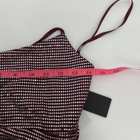 City Studio Slim Red Juniors' Sparkle Cowl-Back Bodycon Dress Size Medium - Picture 10 of 10
